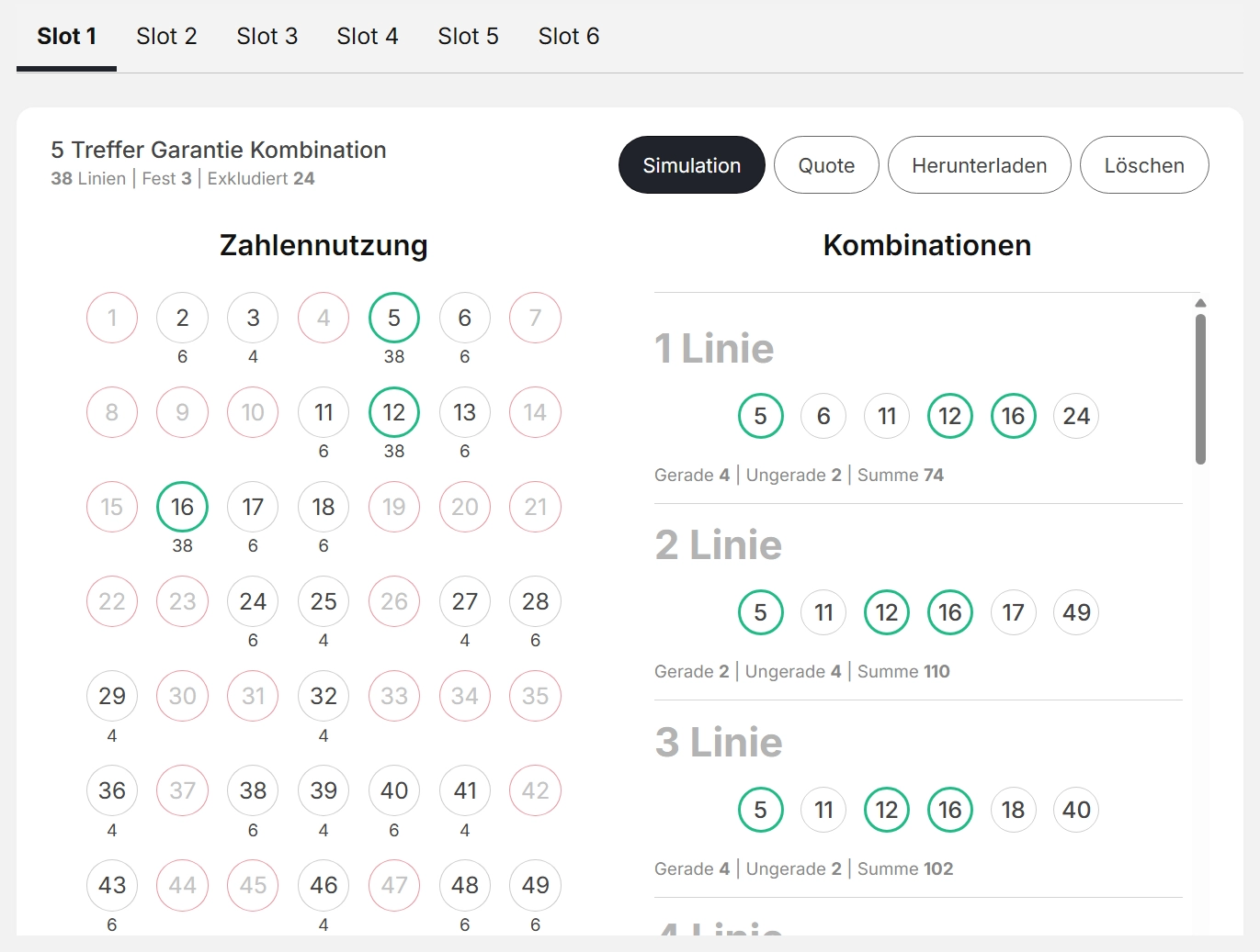 Strategie-Speicher mit 6 Slots, schneller Organisation und Zusammenführen zu einem Masterplan