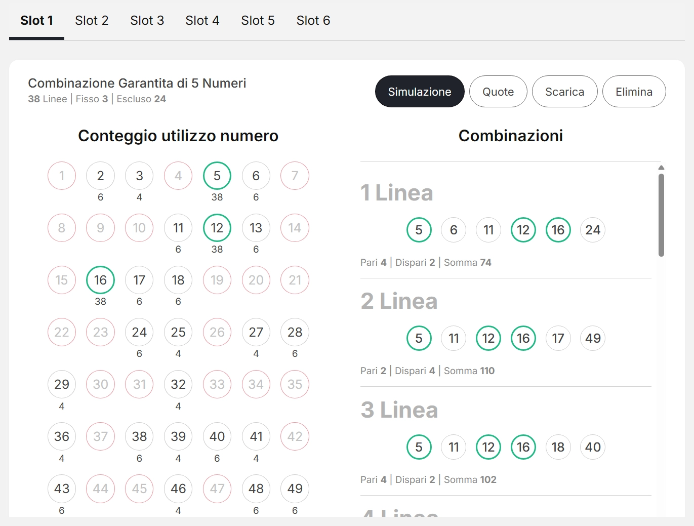 Archivio strategie con 6 slot, organizzazione rapida e unione in un piano principale